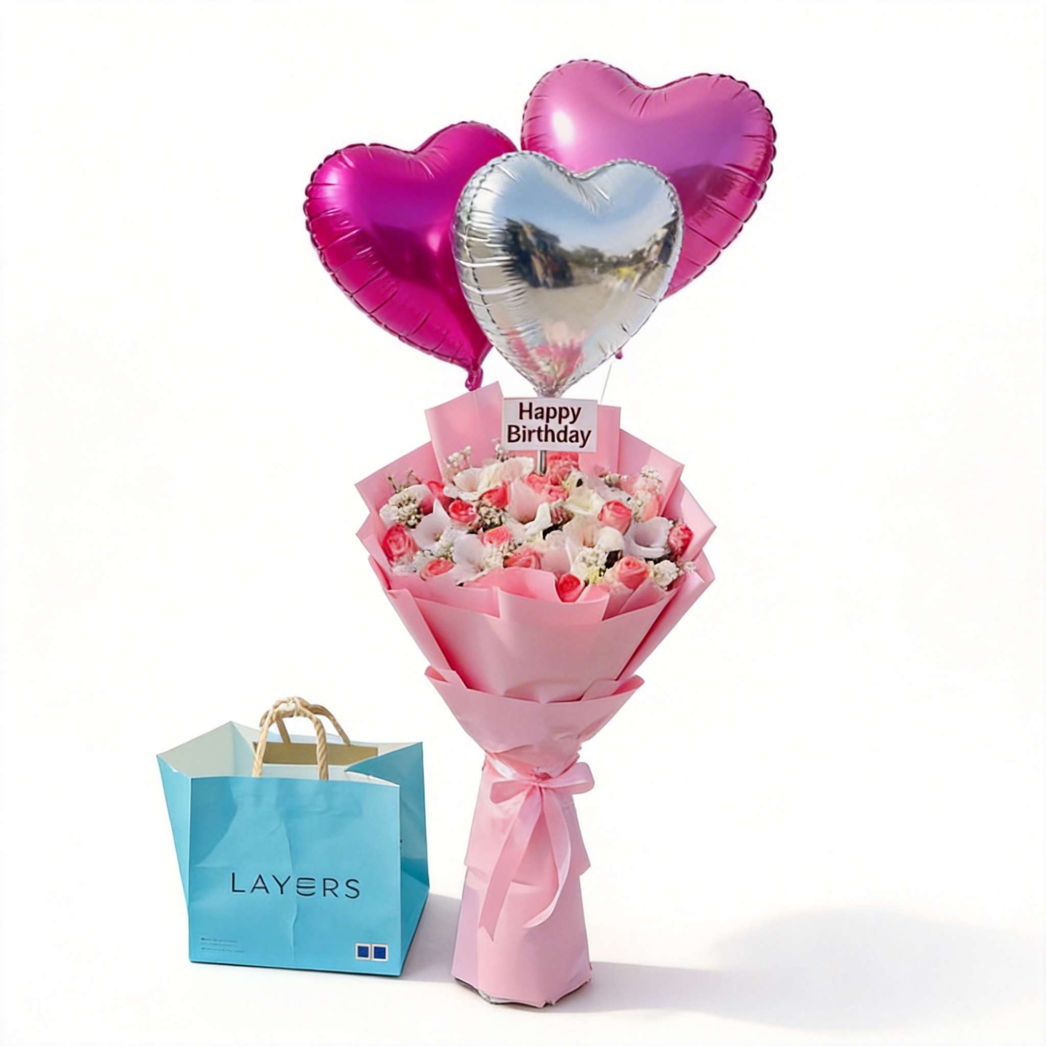 Pink Birthday Balloon Bouquet