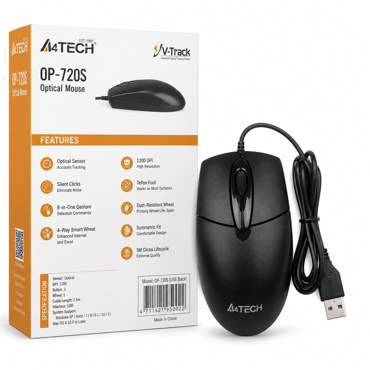 A4TECH OP-720S USB Optical Mouse (Black)